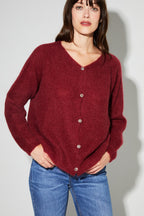 Cardigan Angelo Baby Alpaga Bordeaux Fabriqué En Italie