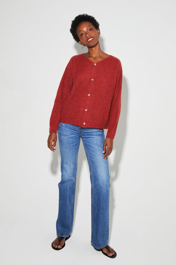 Angelo Baby Alpaca Paprika Cardigan Made In Italy