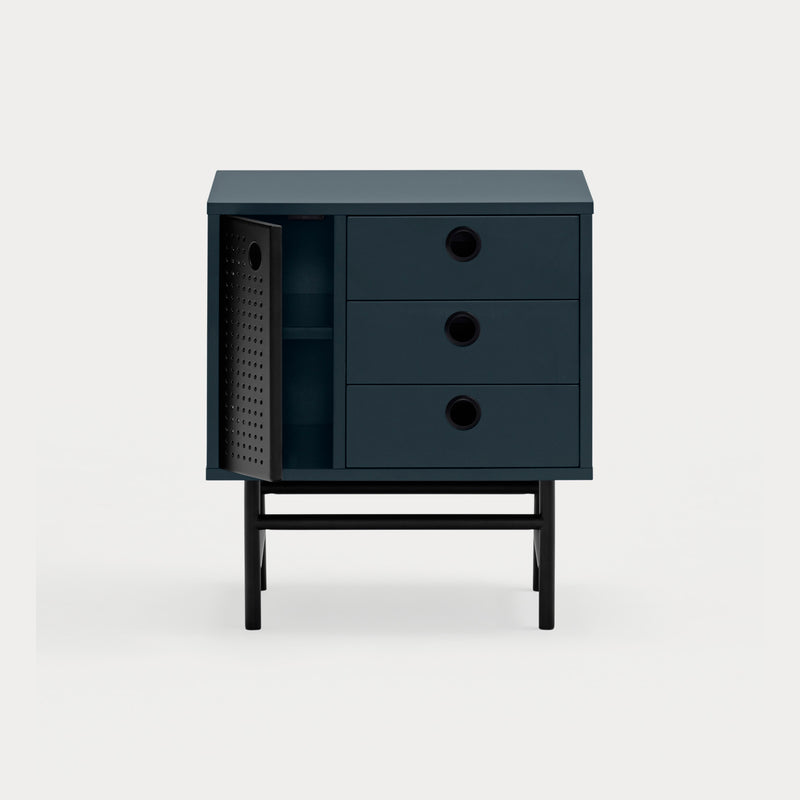 Point - Table De Chevet - Bleu Foncé & Noir