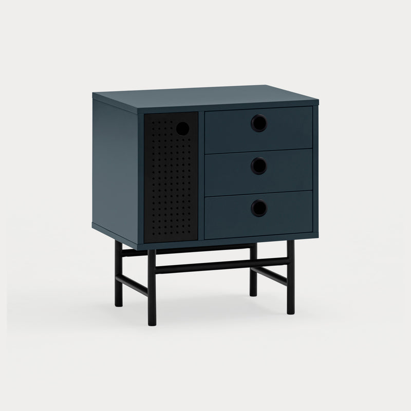 Point - Table De Chevet - Bleu Foncé & Noir