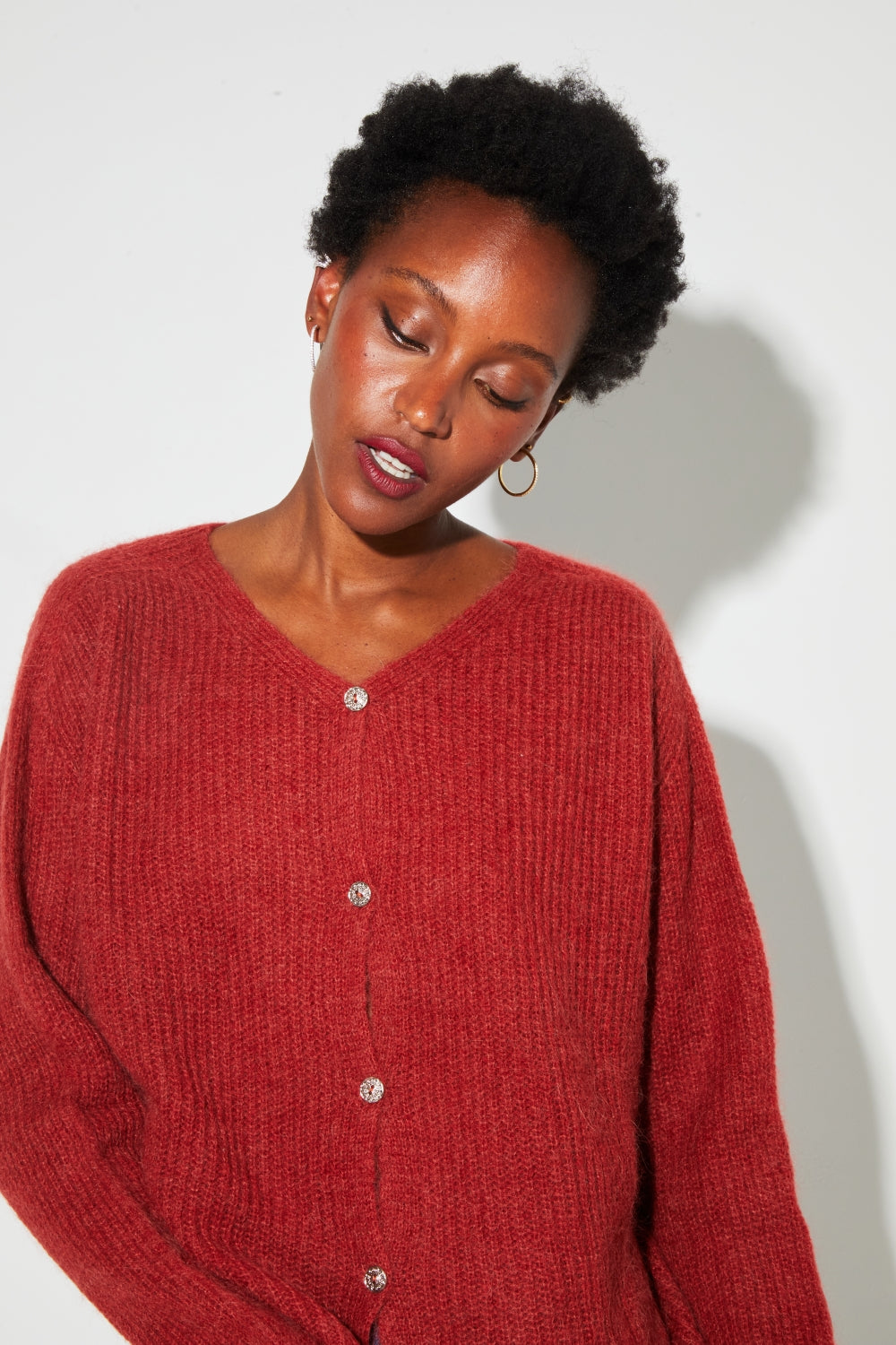 Cardigan Angelo Baby Alpaga Paprika Fabriqué En Italie