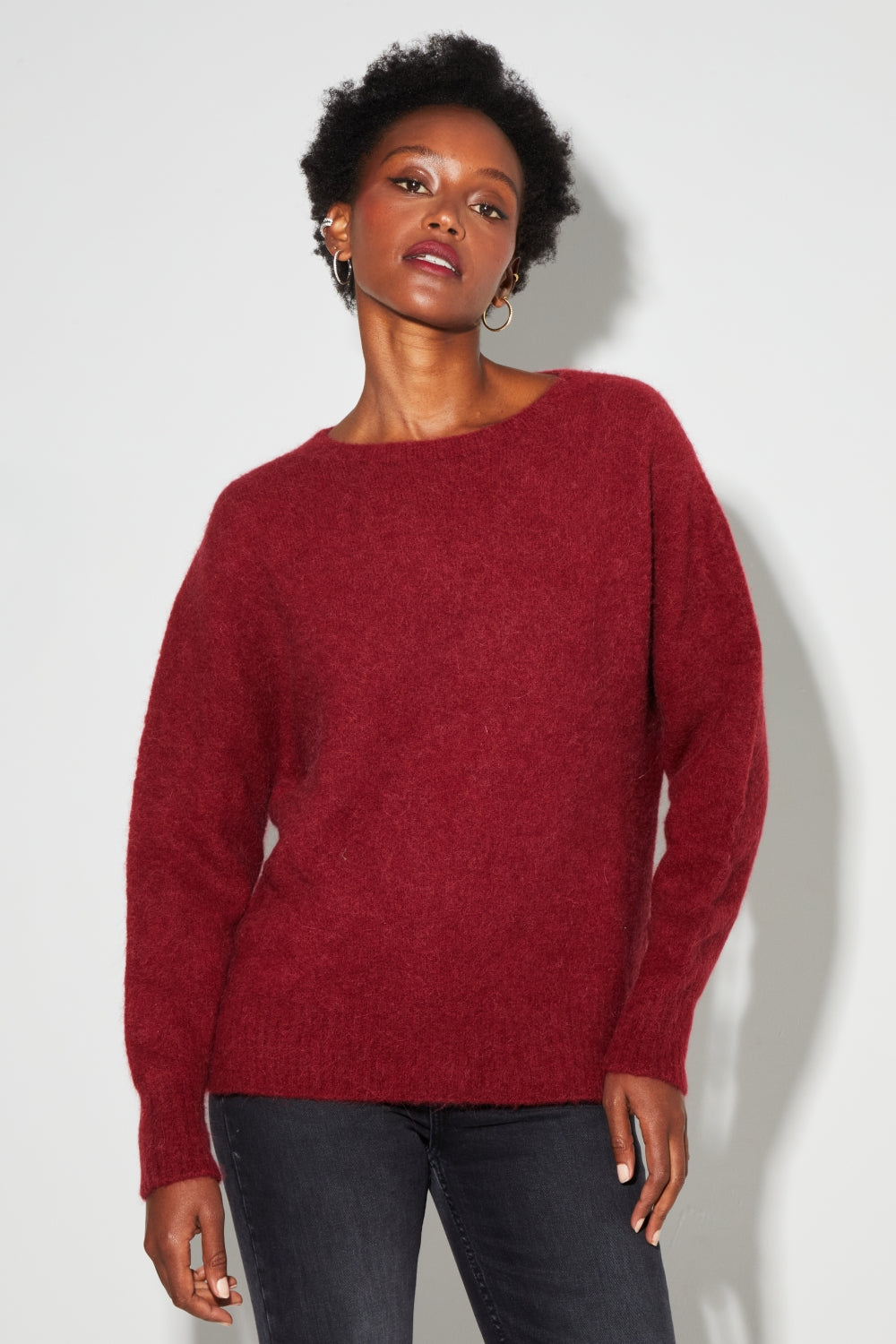 Maille Gabrielle En Baby Alpaga Bordeaux Fabriquée En Italie