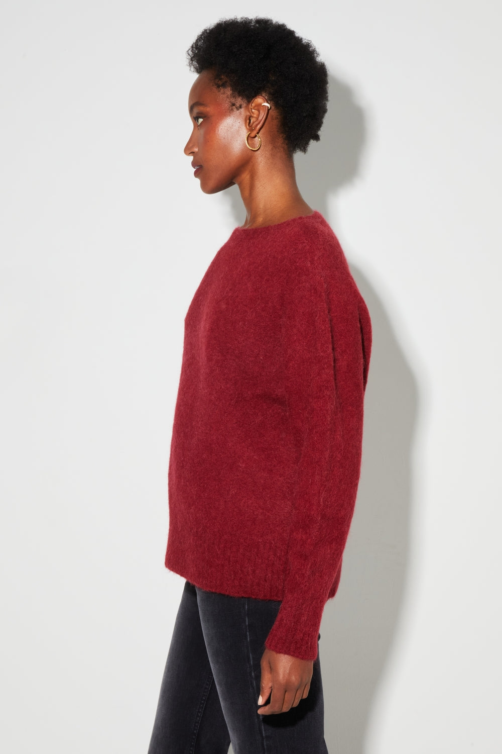 Maille Gabrielle En Baby Alpaga Bordeaux Fabriquée En Italie