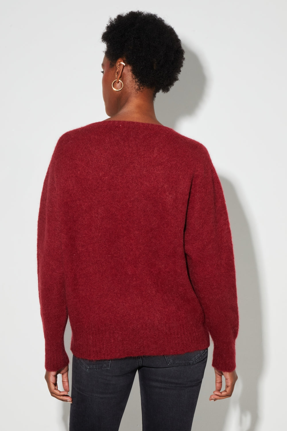 Maille Gabrielle En Baby Alpaga Bordeaux Fabriquée En Italie