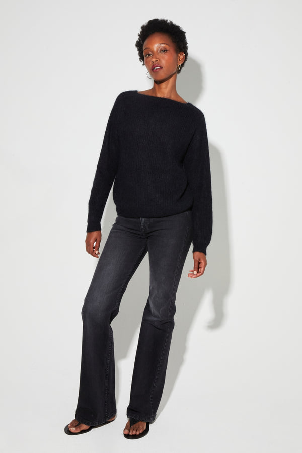 Romy Baby Alpaca Black Knit Made In Italy