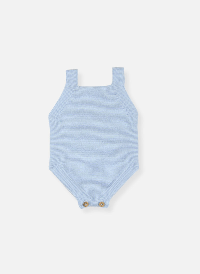 Barboteuse En Tricot - Bleu Layette