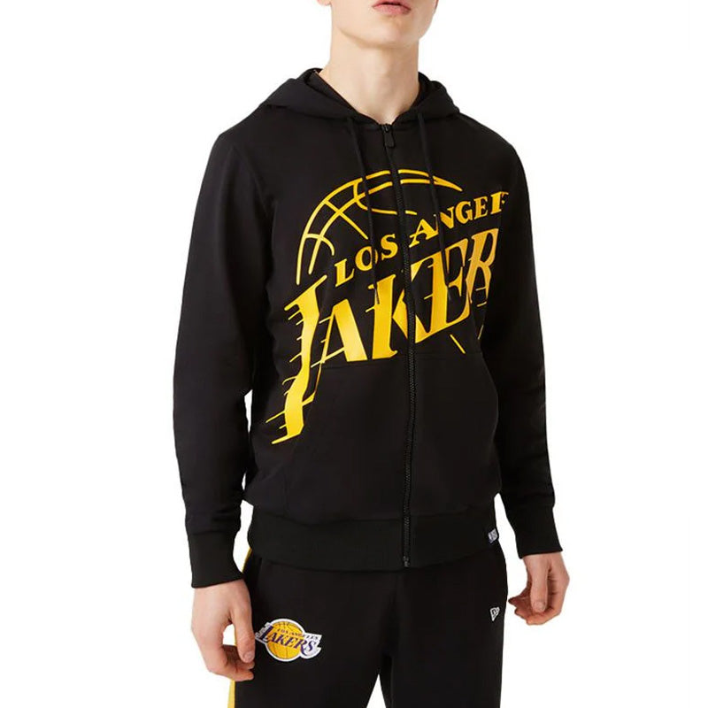 Sweat New Era Logo Black Zip Up La Lakers
