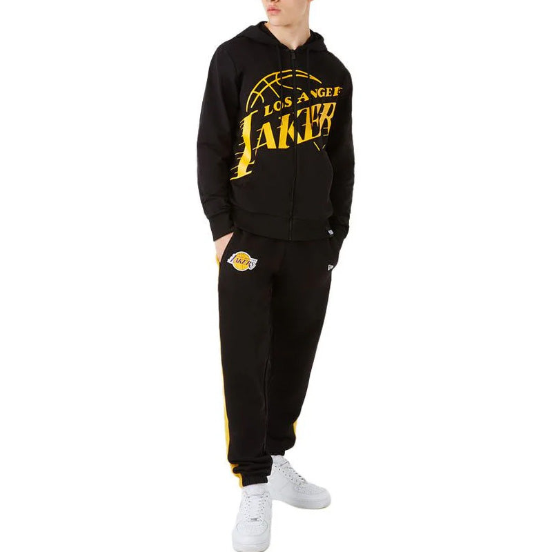 Sweat New Era Logo Black Zip Up La Lakers