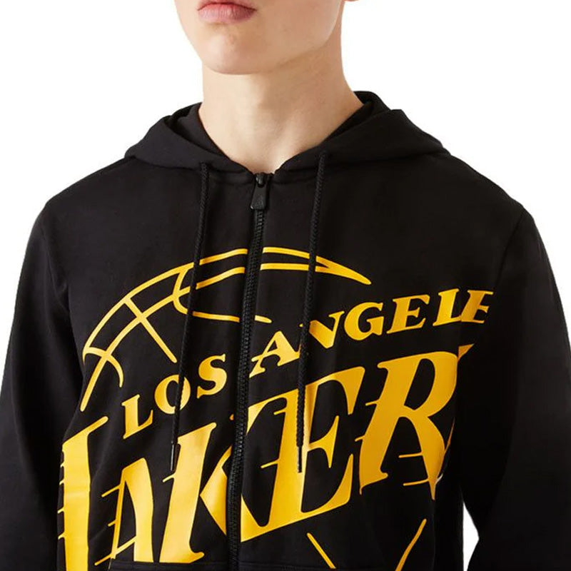 Sweat New Era Logo Black Zip Up La Lakers