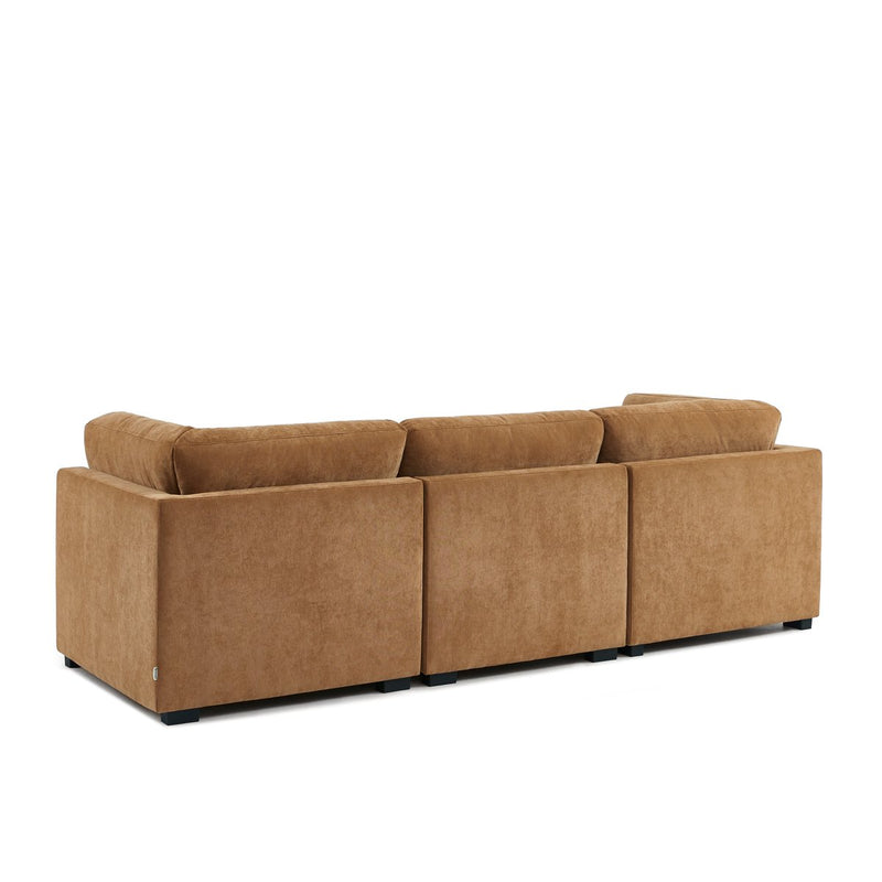 Canapé Droit Modulable 3 Pièces Billie - Tissu Chenille Écureuil