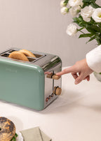 Retro Toast - Small Wide-Slot Toaster - Sage Green