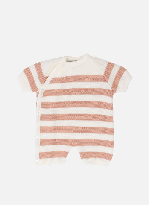 Combi - Short Marinière - Écru À Rayure Rose Misty