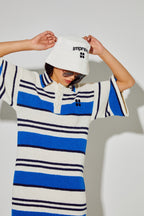 Dress Polo Ricky Blue En Fil De Coton Éponge, Tricotée En Italie
