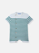 Combishort En Coton Bio - Écru/Vert