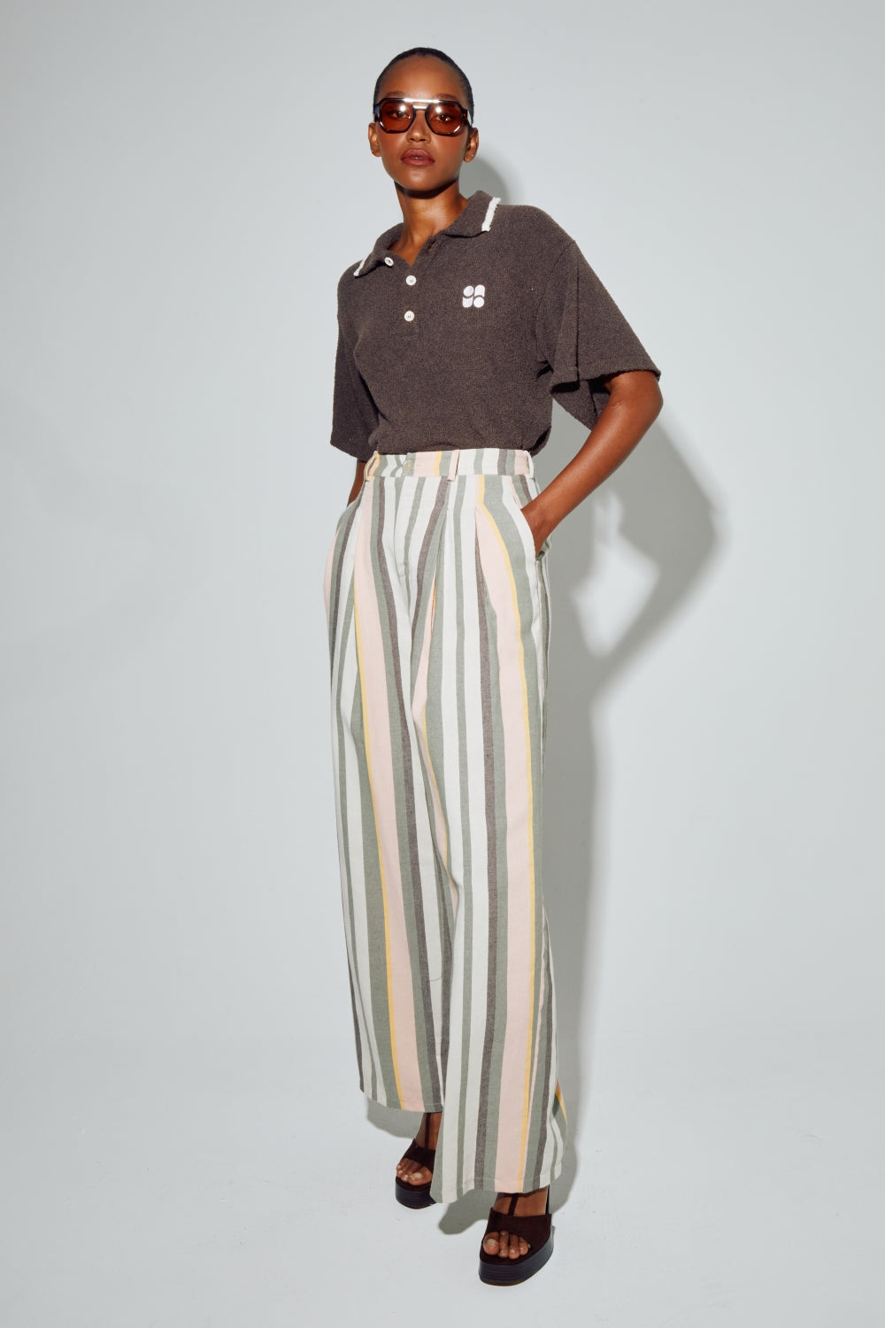 Pantalon Elsa, Rayures D'Été Fabriqué En Italie
