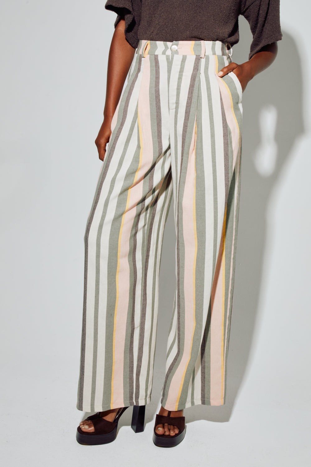 Pantalon Elsa, Rayures D'Été Fabriqué En Italie