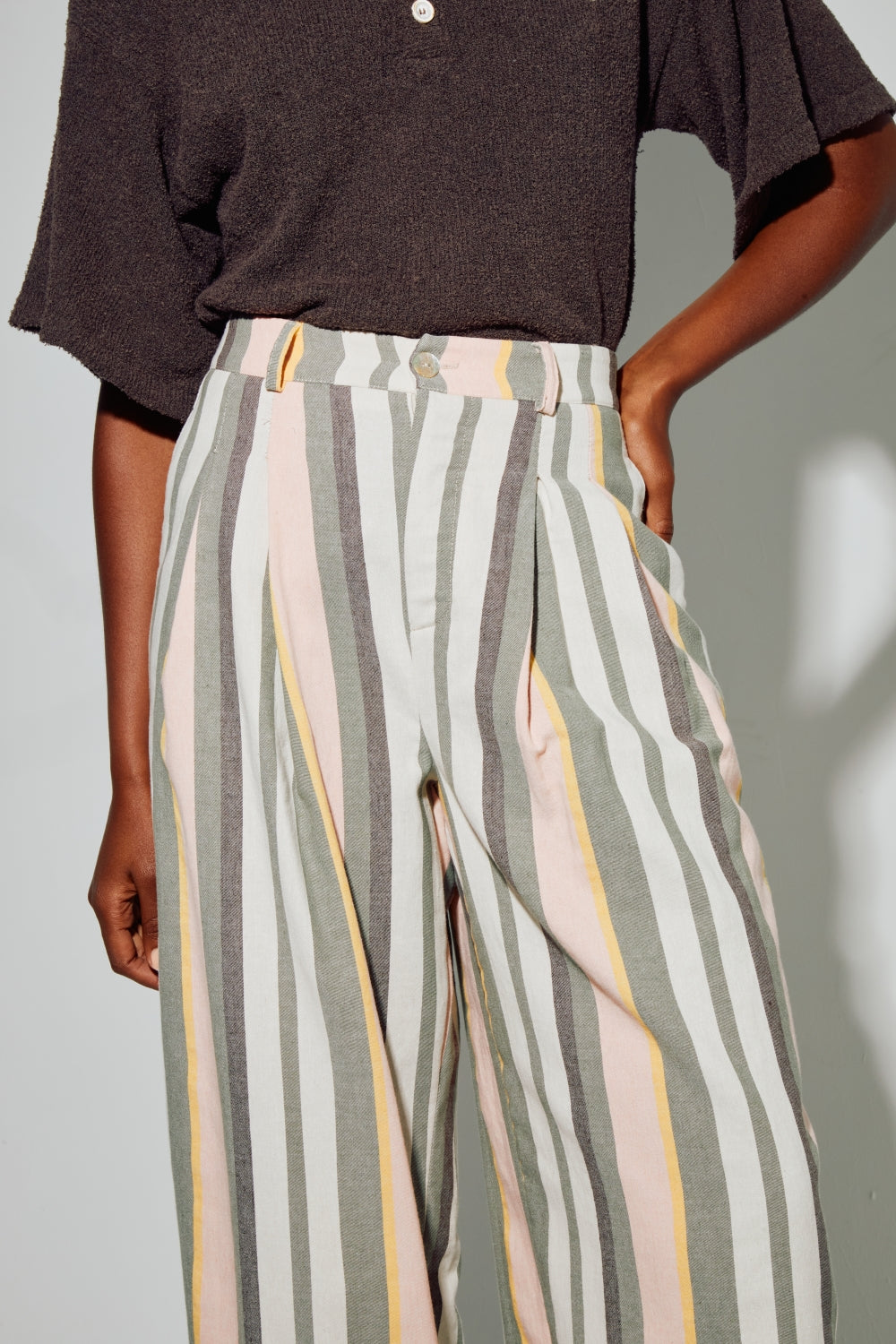 Pantalon Elsa, Rayures D'Été Fabriqué En Italie