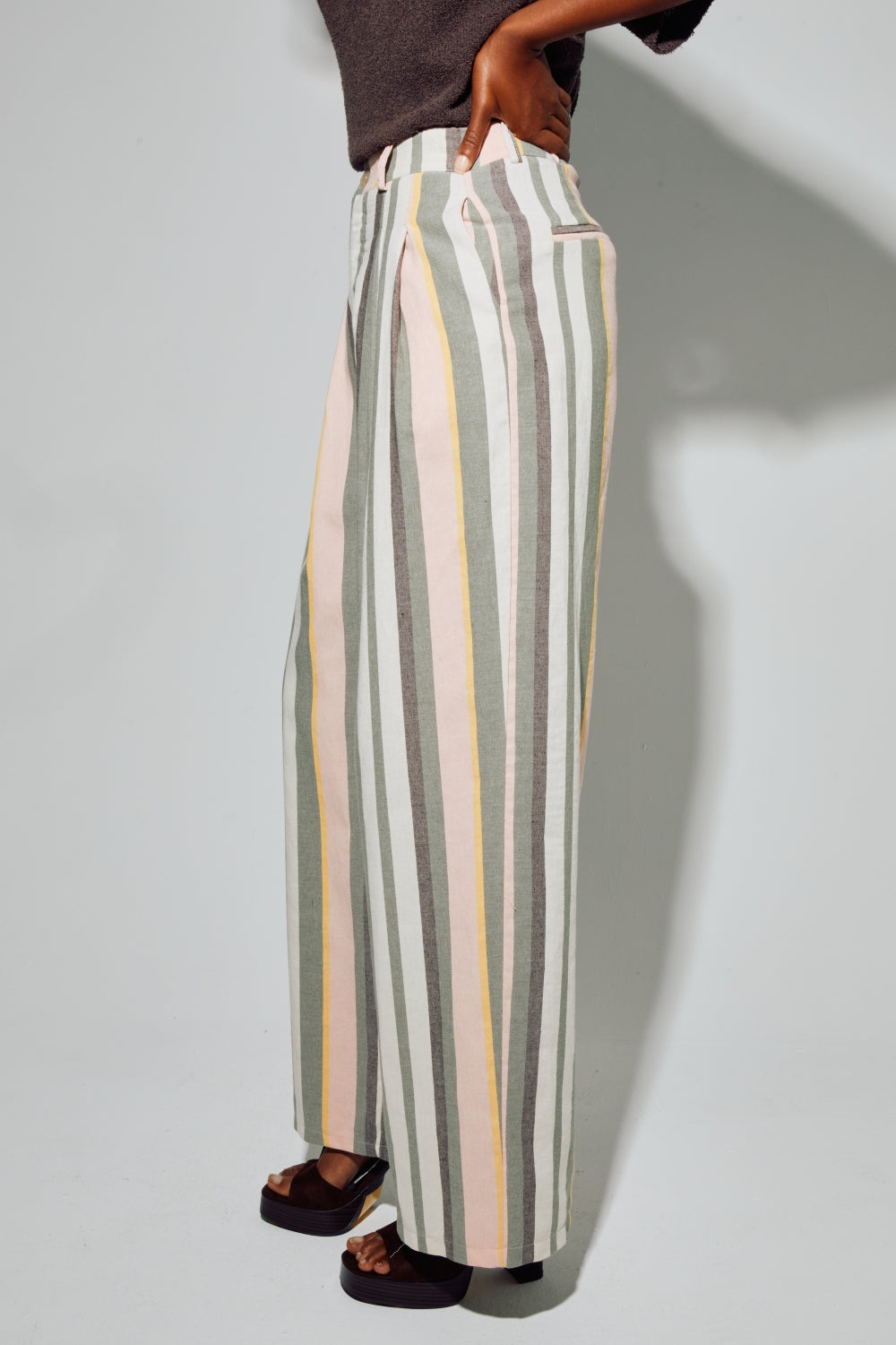 Pantalon Elsa, Rayures D'Été Fabriqué En Italie