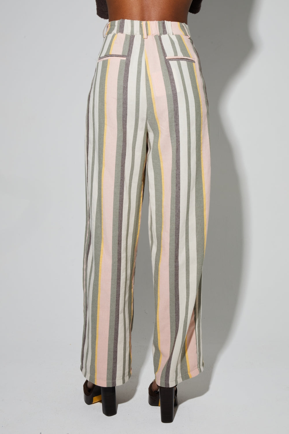 Pantalon Elsa, Rayures D'Été Fabriqué En Italie