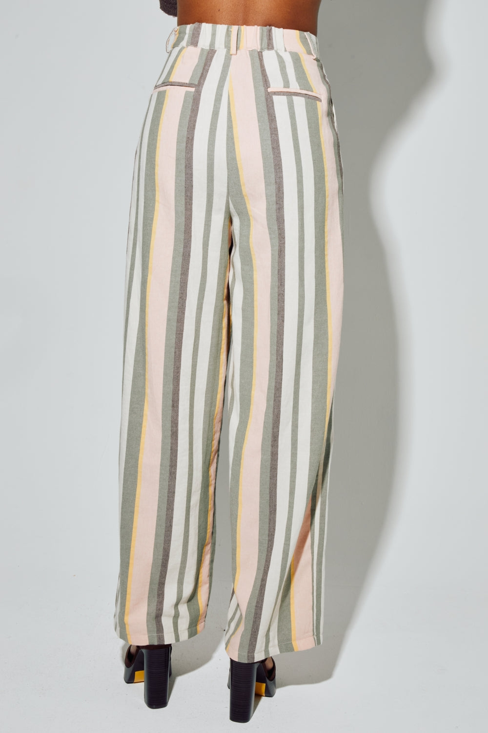 Pantalon Elsa, Rayures D'Été Fabriqué En Italie
