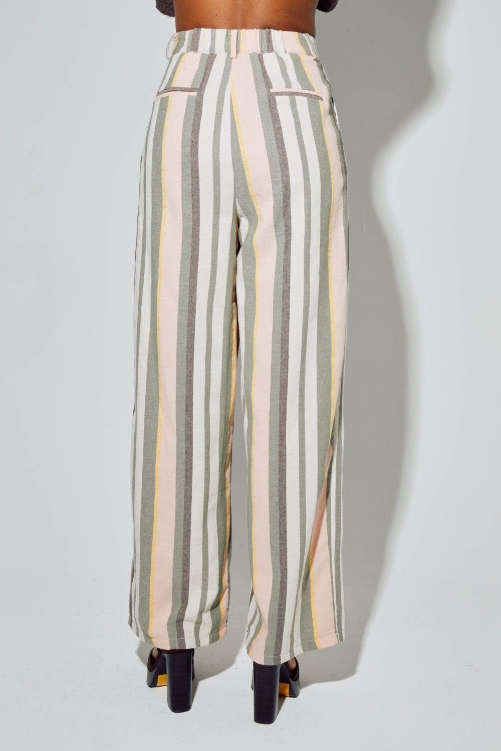 Pantalon Elsa, Rayures D'Été Fabriqué En Italie