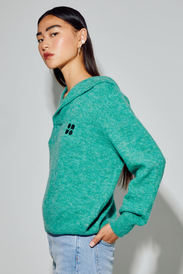 Nola Alpaca Green Sweatshirt Made In Italy