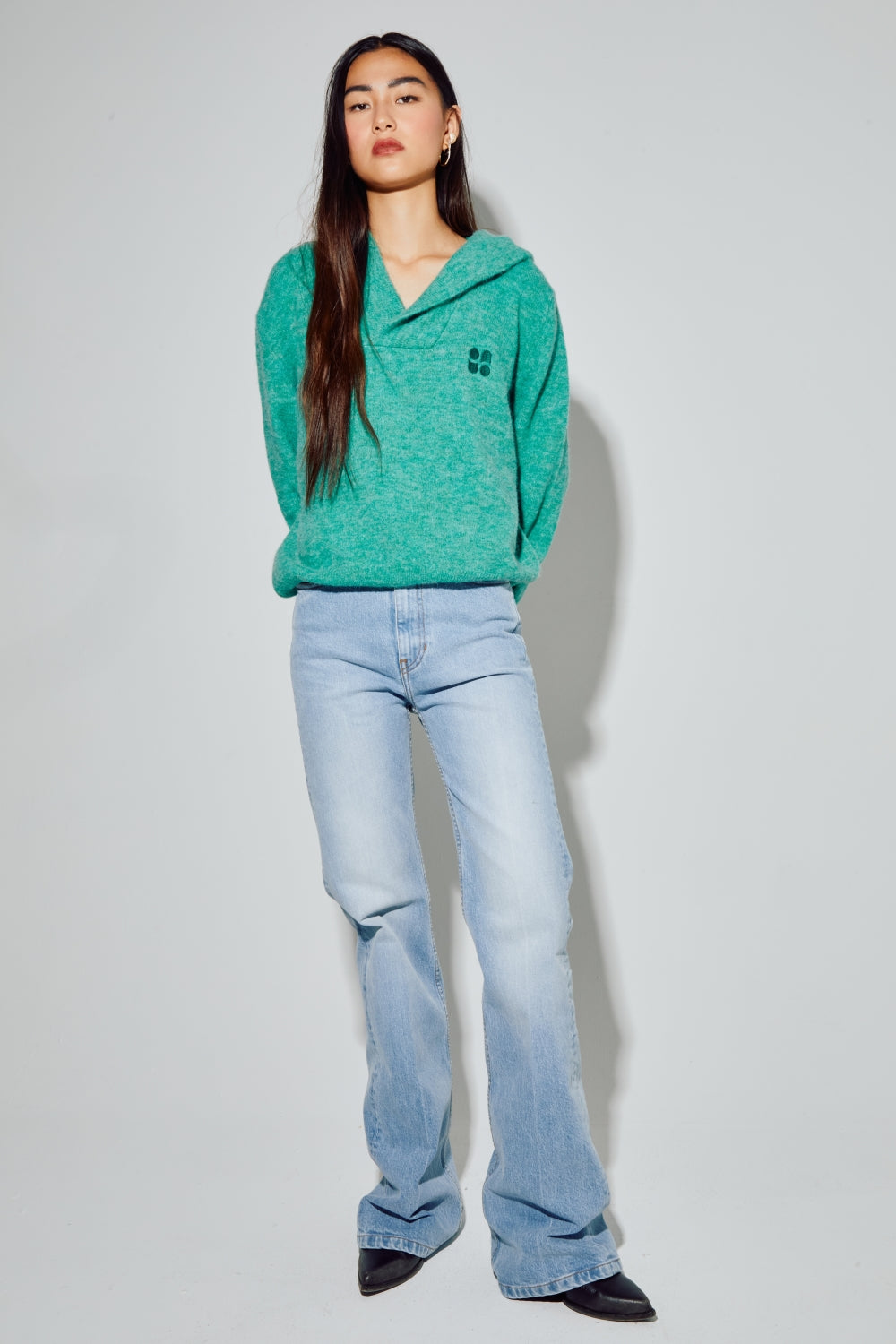 Sweatshirt Nola Alpaga Green Fabriqué En Italie
