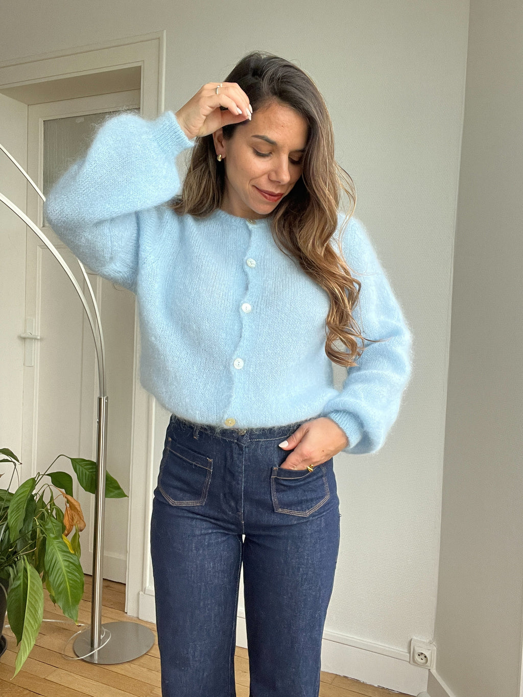 Prenda de punto de lana Bianca azul glaciar