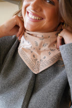 Écharpe Bandana Rose Et Gris