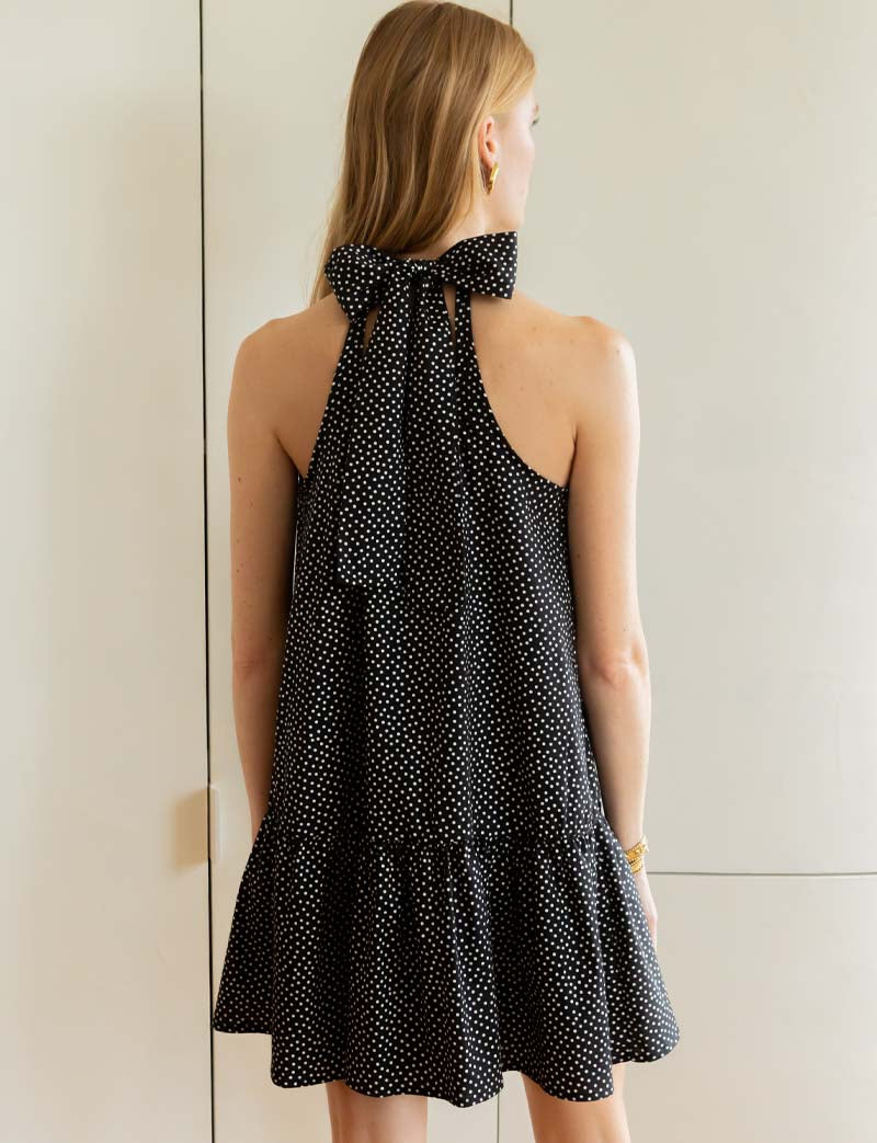 Robe Noire À Pois Blancs Rosia