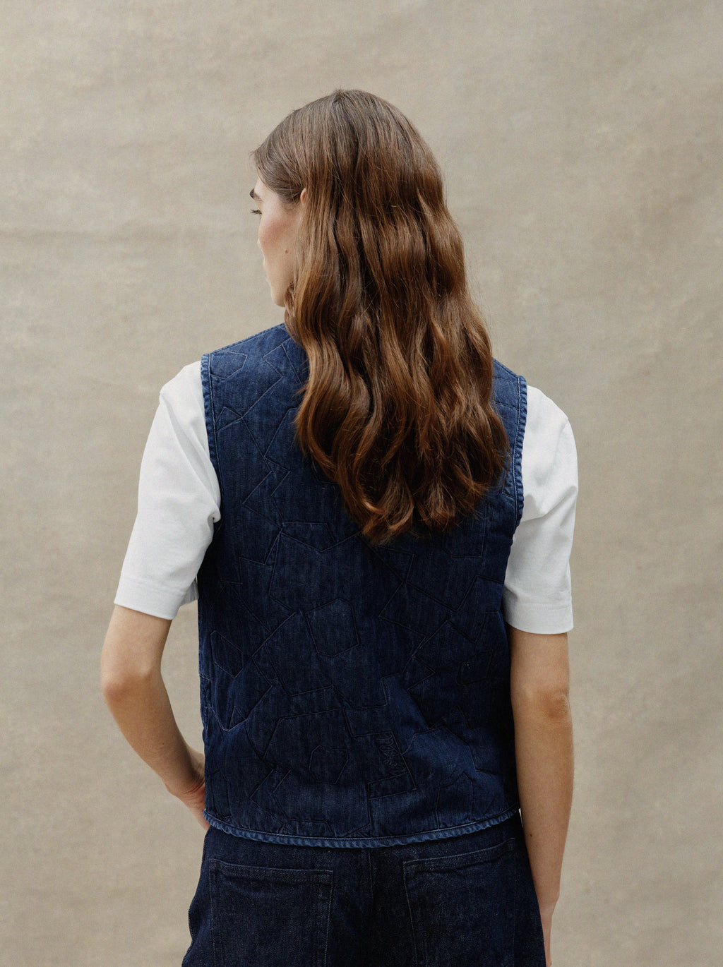 Veste Matelassée Unisexe Trait Fleuri Denim