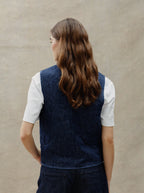 Veste Matelassée Unisexe Trait Fleuri Denim