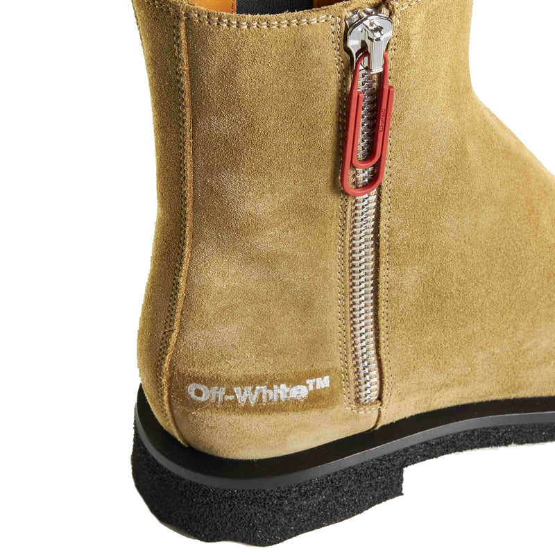 Bottes - Off-White Suede Ankle  - Beige