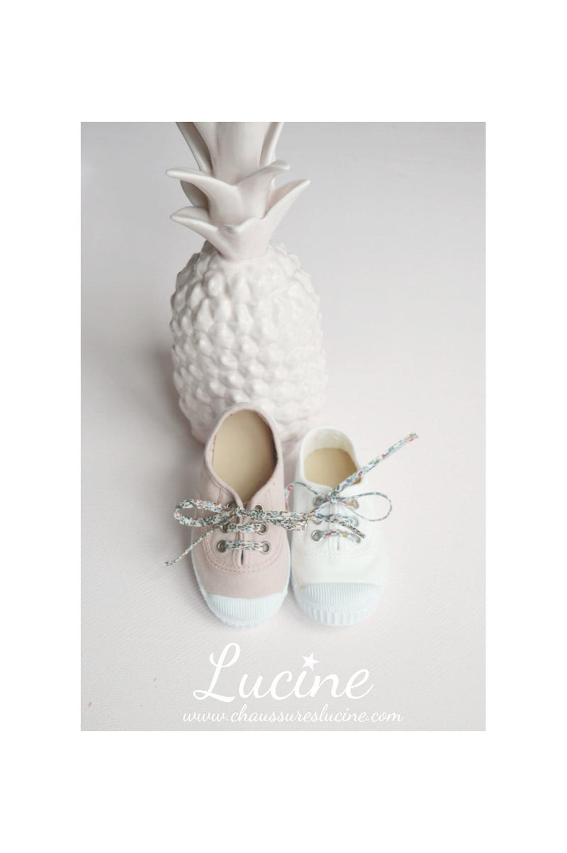 Canvas Tennis Shoes with Laces and Elastic - Nude Pink - Unisex