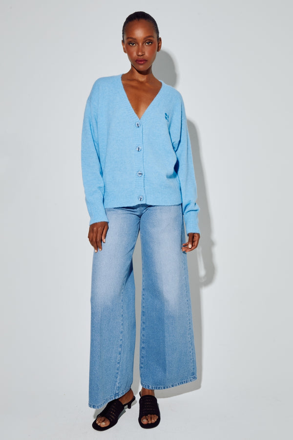 Mira Alpaca Blue Cardigan Made With Care In Italy
