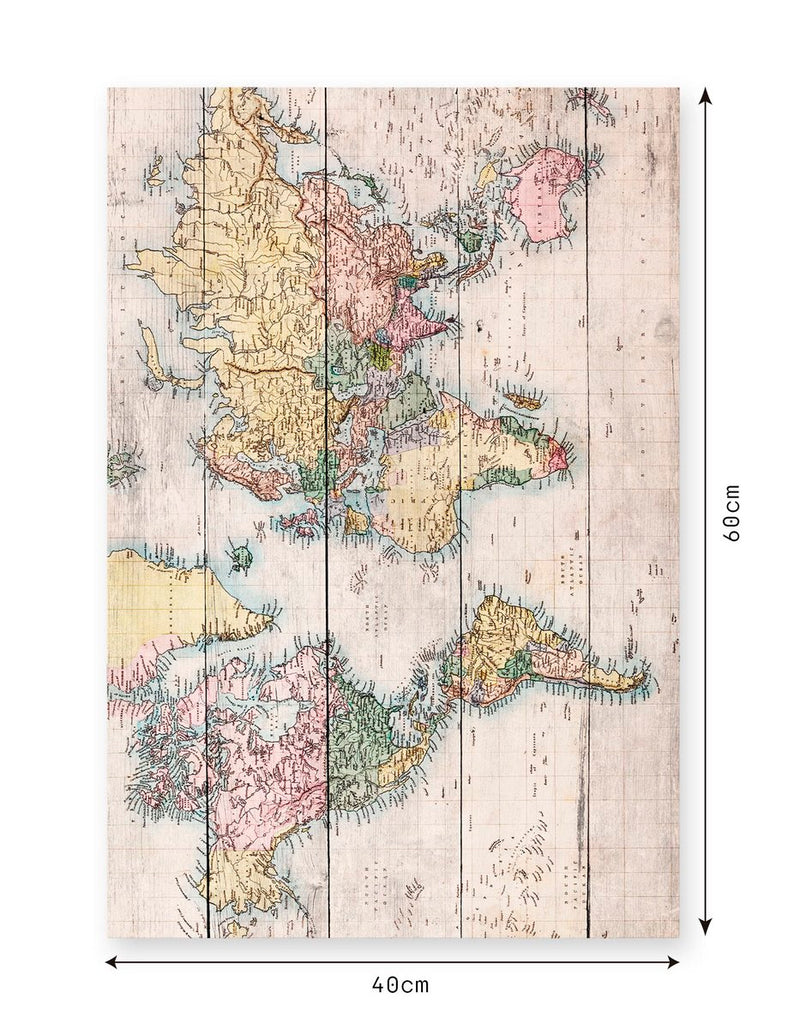 Tableau En Bois - Mapamundi