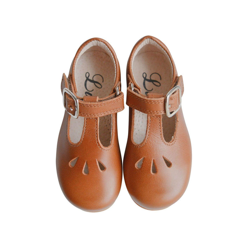 Bertille Girls' Soft Velcro Shoes - Camel Leather - Girls