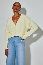 Cardigan Mira Alpaga Yellow Fabriqué En Italie