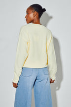 Cardigan Mira Alpaga Yellow Fabriqué En Italie