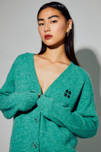 Cardigan Mira Alpaga Green Fabriqué Avec Soin En Italie