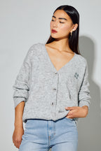 Cardigan Mira Alpaga Grey Fabriqué En Italie