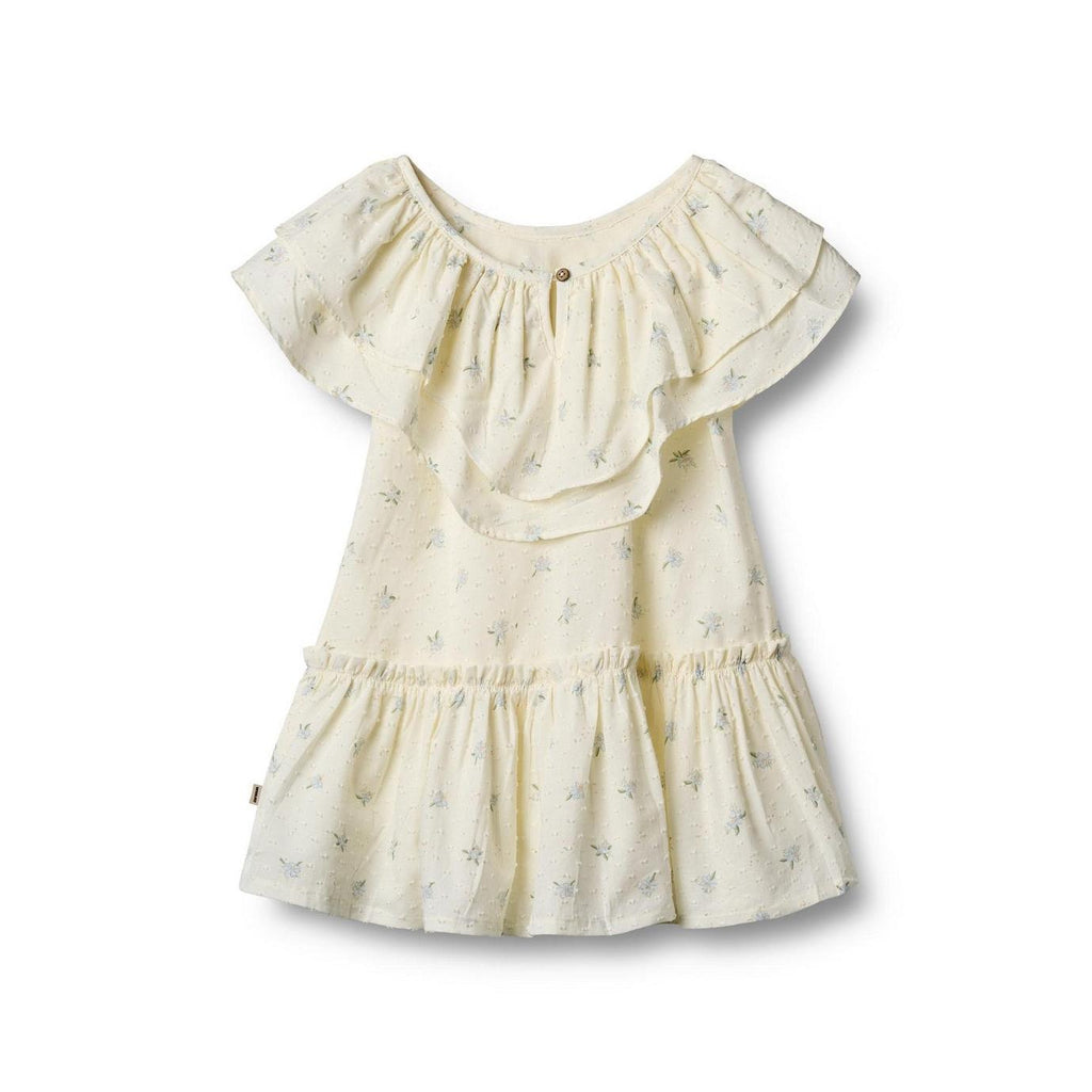 Vestido Mordida - Flores azules - Relleno