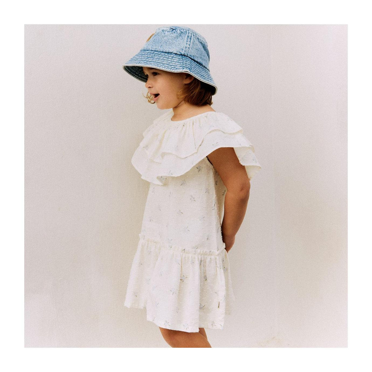 Vestido Mordida - Flores azules - Relleno