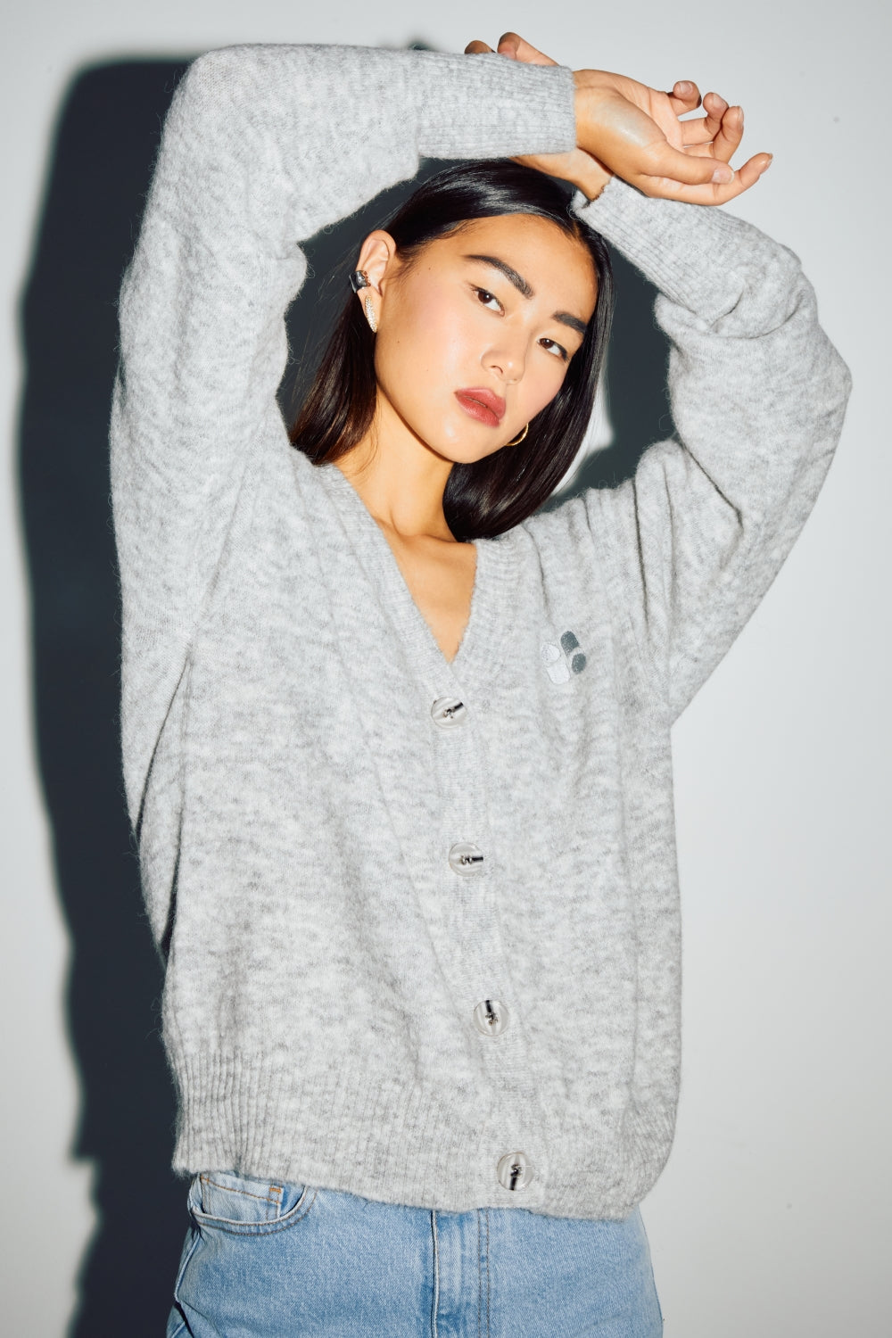 Cardigan Mira Alpaga Grey Fabriqué En Italie