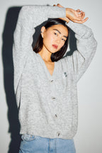 Cardigan Mira Alpaga Grey Fabriqué En Italie