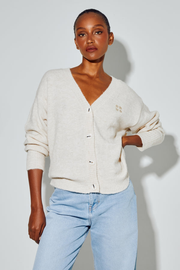 Mira Alpaca Beige Cardigan Made In Italy