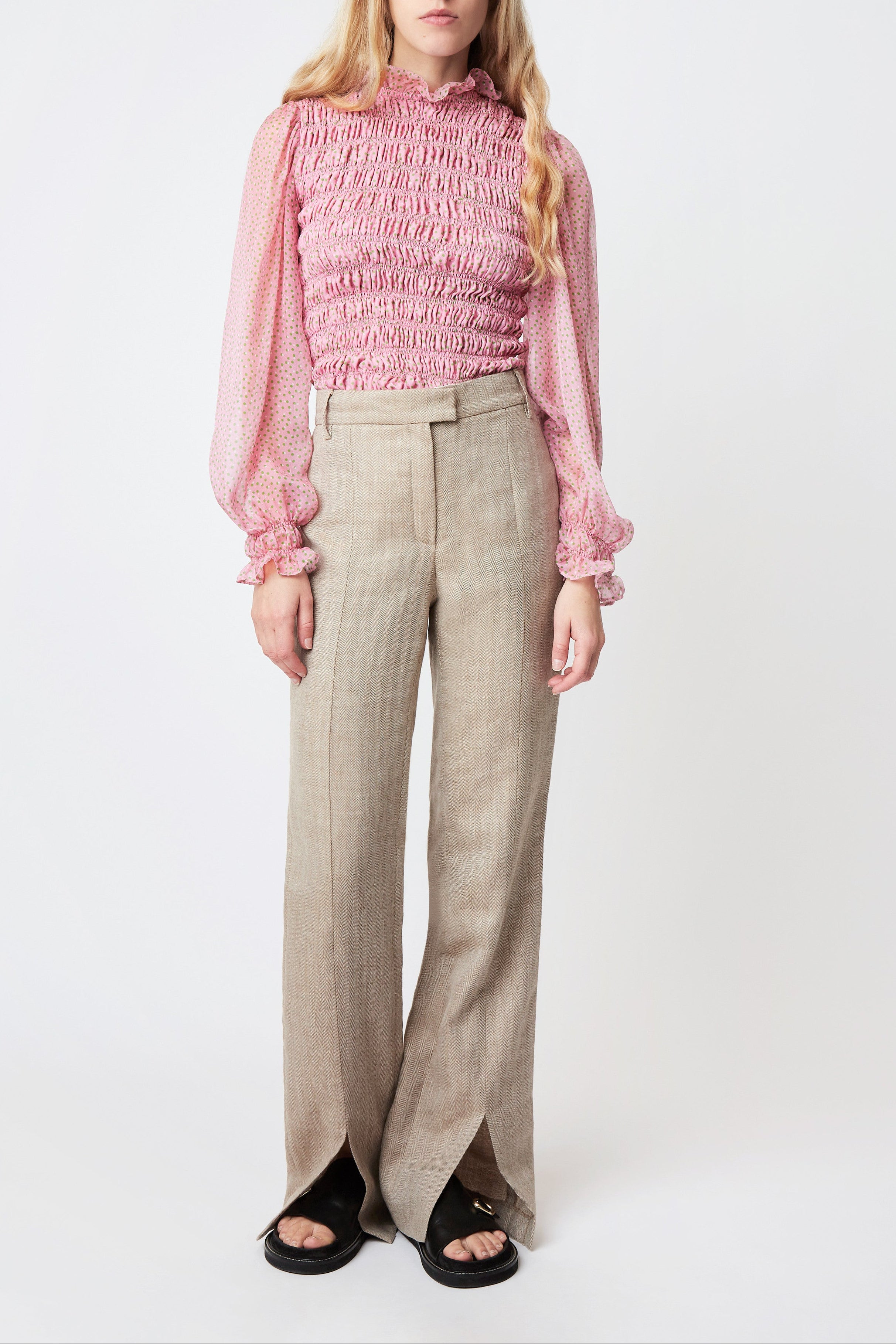 ISLAND CHEVRON BEIGE TROUSERS