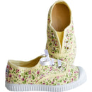 Chaussures Baskets Tennis En Toiles À Lacets Et Élastiques - Jaune Fleurs - Fille