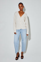 Cardigan Mira Alpaga Beige Fabriqué En Italie