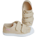 Canvas Tennis Shoes with Velcro Closure - Beige - Unisex
